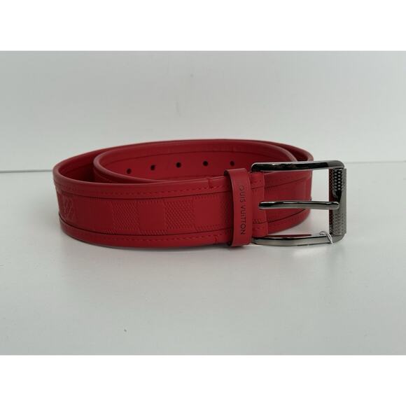 Louis Vuitton Damier Infini Ceinture Belt Red Leather Silver Hardware M9122 - Picture 2 of 7